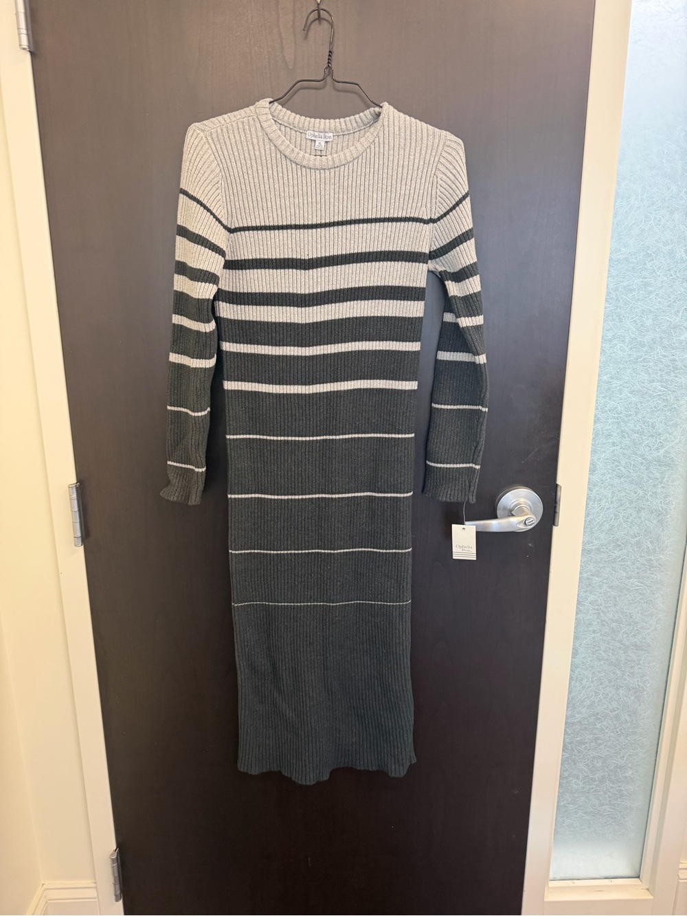 NWT Striped Ribbed Long Sleeve Midi Dress - Gray size XL